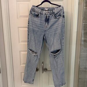 Good American Light Blue Distressed Boyfriend Jeans